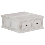 vidaXL kohvilaud valge 70 x 70 x 30 cm tugevast mangopuidust, Balta