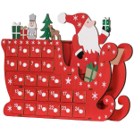 Advendikalender J&otilde;uluvana kelguga, 24 sahtlit, korduvkasutatav, 22,5x8x36 cm, punane