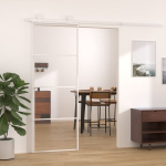 vidaXL liuguks, ESG-klaas ja alumiinium, 76 x 205 cm, valge
