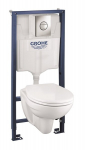 WC komplekt Grohe BAU: WC varjatud raam + Grohe Rimless WC-pott + nupp + aeglaselt sulguv kaas, 39499000