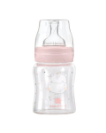Klaasist lutipudel KikkaBoo Hippo, Dreams Pink, 0+ kuud, 120 ml