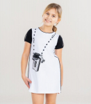 Boboli laste kleit 728478*1100, valge/must