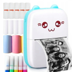 Mini kaasaskantav tr&uuml;kiprinter koos 14 rulli ja 6 markeriga komplekt