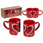 Mugg - K&Auml;SITLETUD S&Uuml;DAMEID - 2 tk komplekt - Keraamika - Punane - 350 ml