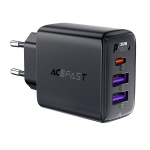 Acefast A57 PD 35W GaN laadija 2 x USB C 3 pordiga - must