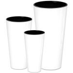 Potikomplekt 3x &uuml;mmargune k&otilde;rge Tubus slim shine 20x38cm, 25x48cm, 30x57.5cm, valge