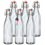 Korgiga klaaspudel, 750ml, 6 tk