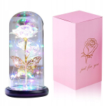 MULTI-V&Auml;RVILINE K&Auml;SITLEV ROSE KLAASIS LUMINES LED V&Auml;RVIVARJUNDUS Vikerkaare, Įvairiaspalvė vaik&scaron;čiojanti rožė stiklinėje stiklinėje &Scaron;viečianti LED DOVANA Vaivoryk&scaron;tė