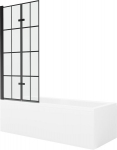 Vann Mexen Cubik koos viimistluse ja klaasist seinaga, 150x70 cm + 80 cm (II)