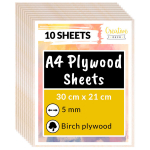 10 x A4 kasevineerist plaadid Creative Deco Wood lehed 5 mm, 210 x 300 x 5 mm, kaunistamiseks, modelleerimiseks.