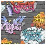 Graffiti pabertapeet 0,53x10 m noorte tellis kirjaga