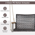 Costway kiikpink PE-rotangist &otilde;ues rippuvale pingile 2 k&ouml;iega 131 x 68 x 54 cm