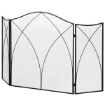 HOMCOM Kamina kaitseresti, kokkupandav 3-paneeliline kamina kaitseresti, ahju kaitseresti, s&auml;dekaitseresti elutuppa, metall, 126 x 76 cm, must, Juoda