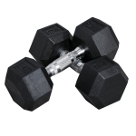Hexagon l&uuml;hike kang malmist kang kummist kangi k&auml;epide rihveldatud kaalud metall kummist must 2 x 8 kg
