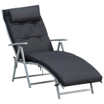 Outsunny p&auml;ikesevoodi kokkupandav reguleeritav aialaua lamamistool koos pehmendusega, metallist kangas, must, 137x63.5x100.5cm, Juoda+sidabrinė