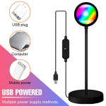 LED-projektor &ouml;&ouml;valgus p&auml;ikeseloojanguvalgus RGB LED-r&otilde;ngasvalgus v&auml;rviline valgus USB-vikerkaarevalgus t&ouml;&ouml;lauakaunistuseks kodune meeleoluvalgus (&uuml;ks mitmev&auml;rviline tuli + RGB kaugjuhtimispult (soe valge))