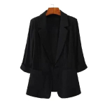 (10xL-must)Vabaaja mood Suvine &otilde;huke kost&uuml;&uuml;mijope, naiste Korea versioon, avara kolmveerandvarrukatega, &uuml;he n&ouml;&ouml;biga naiste bleiser S-10XL, 10XL