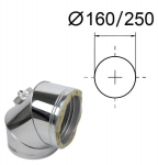 Isoleeritud korstnap&ouml;&ouml;rde 90&deg; koos revisoriga. D-160/250 mm.