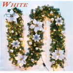 (A2,7m valge LED-iga)2,7m LED-valgus J&otilde;ulurotangist p&auml;rg Luksuslikud j&otilde;ulukaunistused Vanikukaunistus Tuledega rotangist Xmas Home Party, A2,7m baltas su LED