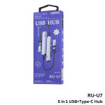 USB-keskjaam REMAX RU-U7, USB/Type-C SD/TF, 3xUSB
