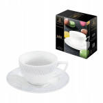 Kohvitass 170 ml koos alusplaadiga 13 cm valge PORCELINE Wilmax