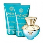 Versace Dylan Turquoise komplekt: EDT naistele 50 ml + du&scaron;igeel 50 ml + ihupiim 50 ml