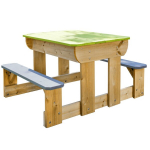 Puidust laste piknikulaud koos toolide, vee ja liivakastiga, Wendi Toys T2