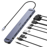 daugiafunktsionaalne dokkimisjaama adapter HUB USB Typ C 11in1 100W PD hall (HUB-M20)