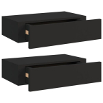 vidaXL sahtlitega seinariiulid, 2 tk, must, 40x23,5x10 cm MDF
