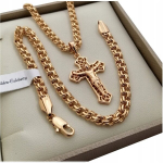 Kuldne meeste kett garibaldi + k&auml;ev&otilde;ru + rist 50cm/5mm 20cm/5mm