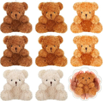 8 minipl&uuml;&uuml;skarukese komplekt, 10 cm v&auml;ike pl&uuml;&uuml;skarum&otilde;mm, pehme karunukk beebipeoks, s&uuml;nnip&auml;evaks, pulmapeo kotid (kohvi, kollakaspruun, hallikaspruun, aprikoos)