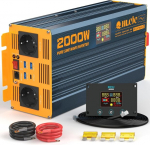 2000-vatine inverter 12 v kuni 230 v puhas siinuslaine pinge muundur lcd-ekraaniga, 1 type-c pd60w, 3 usb-a qc3.0 kiirlaadimisporti, 2 eu pistikupesa, 2 kaugjuhtimispulti p&auml;ikeses&uuml;steemi, haagissuvila, veoauto, auto jaoks