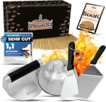 Smashers Smash Burgeri komplekt - burgeripress koos spaatliga, grillspaatliga, spaatliga ja burgerikellaga - sisaldab e-raamatut Smash Burgeri retseptide ja burgeripaberiga (6 tk)