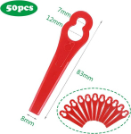 50 plastikust tera pakend murutrimmerile, murutrimmeri terad, murutrimmeri nuga, plastikust asendustera, murutrimmeri tarvikute nuga, asendustera juhtmeta murutrimmerile, muruniiduk