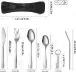 6-osaline kaasaskantav matkan&otilde;ude komplekt, 304 roostevabast terasest s&ouml;&ouml;giriistade komplektid, matkan&otilde;ud koos l&otilde;ikenoa, kahvli, lusika, pudeliavajaga, k&otilde;rred, s&ouml;&ouml;giriistade kott v&auml;litingimustes, reisimiseks, piknikuks, must