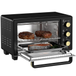 Miniahi HOMCOM Mini ahi 16 L 1400W Mini ahi 100-230 ℃ 60 min. taimeri, grillrestiga ja k&uuml;psetusplaadiga, pizzaahi koos salve k&auml;epidemega, murualus mustana, Juoda