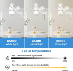 Starnearby laeventilaator valgustusega, kaugjuhtimispuldi ja rakendusega, 45 cm laelamp ventilaatoriga, led-dimmerdatav laevalgusti ventilaatoriga, lamp elutuppa, magamistuppa (valge)