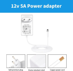 Shineburky 12 V 5 A 60 W Led-riba toiteplokk, Led-riba vahelduvvooluadapter 100&ndash;240 V kuni alalisvoolu 12 V standardne El-i pistik Led-ribale, raadiole, ruuterile, Cctv-kaamerale (5,5 mm x 2,1 mm)