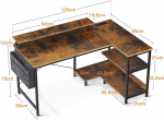 Odk M&auml;ngulaud L-kujuline, 120 x 80 cm Lauaplaat L-kujuline Riiuliga P&ouml;&ouml;ratav, Nurga Laud Usb Laadimispesa ja Pistikupesaga, Nurga Laud Monitori Alusega Kontorisse, Kodukontorisse, Pruun