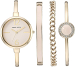 Anne Klein naiste k&auml;ekell ja kvaliteetne kristallidega kaunistatud k&auml;ev&otilde;ru Ak/3290lpst, kuldne/roosa, elegantne