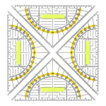 Eyvrpau 4 kolmnurga komplekt k&auml;epidemega, v&auml;ike, paindlik, 2 funktsiooniga joonlaud, geomeetria kolmnurk &otilde;pilastele, tehniline joonis plastikust (14 cm)