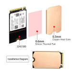 Haojiaho M.2 2242 ssd jahutusradiaator, 0,5 mm vaskjahutusradiaator &otilde;huke koos silikoonist termopatjadega, kolmnurkne kang, kruvikeeraja, kruvid m.2 2242 nvme ssd jaoks