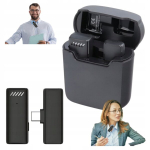 Juhtmevaba lipsmikrofon koos Usb-c laadimiskorpuse Led-ekraaniga