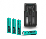 Patareid laadija UT201 laetavatele Videx akudele Li-ion/IMR ja Ni-MH/Cd (Power bank) + patareid 14500 (AA), 800mAh, 3.7V (4 tk.)