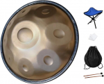 Gladfresit handpan "gold Performer" 18 tolli 9 nooti 440hz G-mollis koos handpan statiivi, koti, vastupidavate pulkade ja tolmuimejaga (kuldne, 9-440hz)