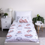 Jerry Fabrics beebivoodipesu komplekt Sleeping Bear 100 x 135 cm tekikott 40 x 60 cm padjap&uuml;&uuml;r 100% puuvill valge