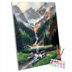 Pilt maalimise j&auml;rgi numbritel raamil m&auml;ed maastik 40x50 cm