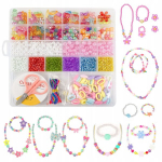 Ehete valmistamise komplekt lastele ja t&auml;iskasvanutele, v&auml;rvilised helmed, karp 20x19x2 cm