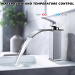 Waterfall segisti vannitoa kraanikausile, &uuml;he hoova segisti, vett s&auml;&auml;stev ja pritsmekindel roostevabast terasest kraanikausi segisti, kroomitud h&otilde;bedane