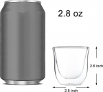 Youngever 80 ml espressotasside komplekt, 4 tk, klaasist kohvitassid, kahekordse seinaga kohviklaasid